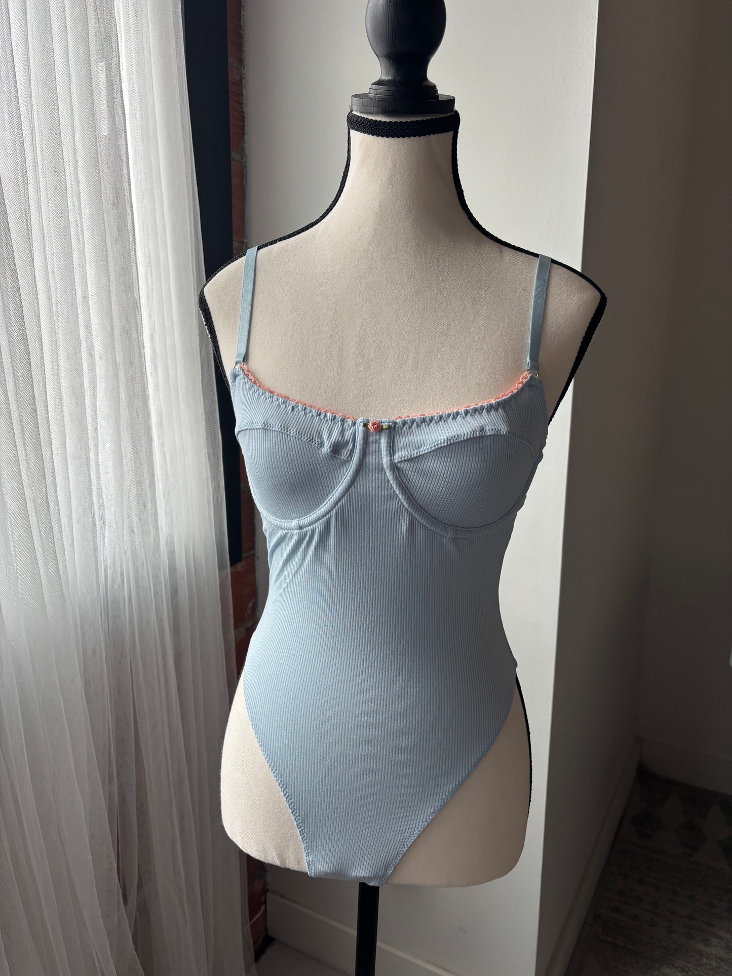 Baby Blue Ribbed Bodysuit - 1 1X left - small defect