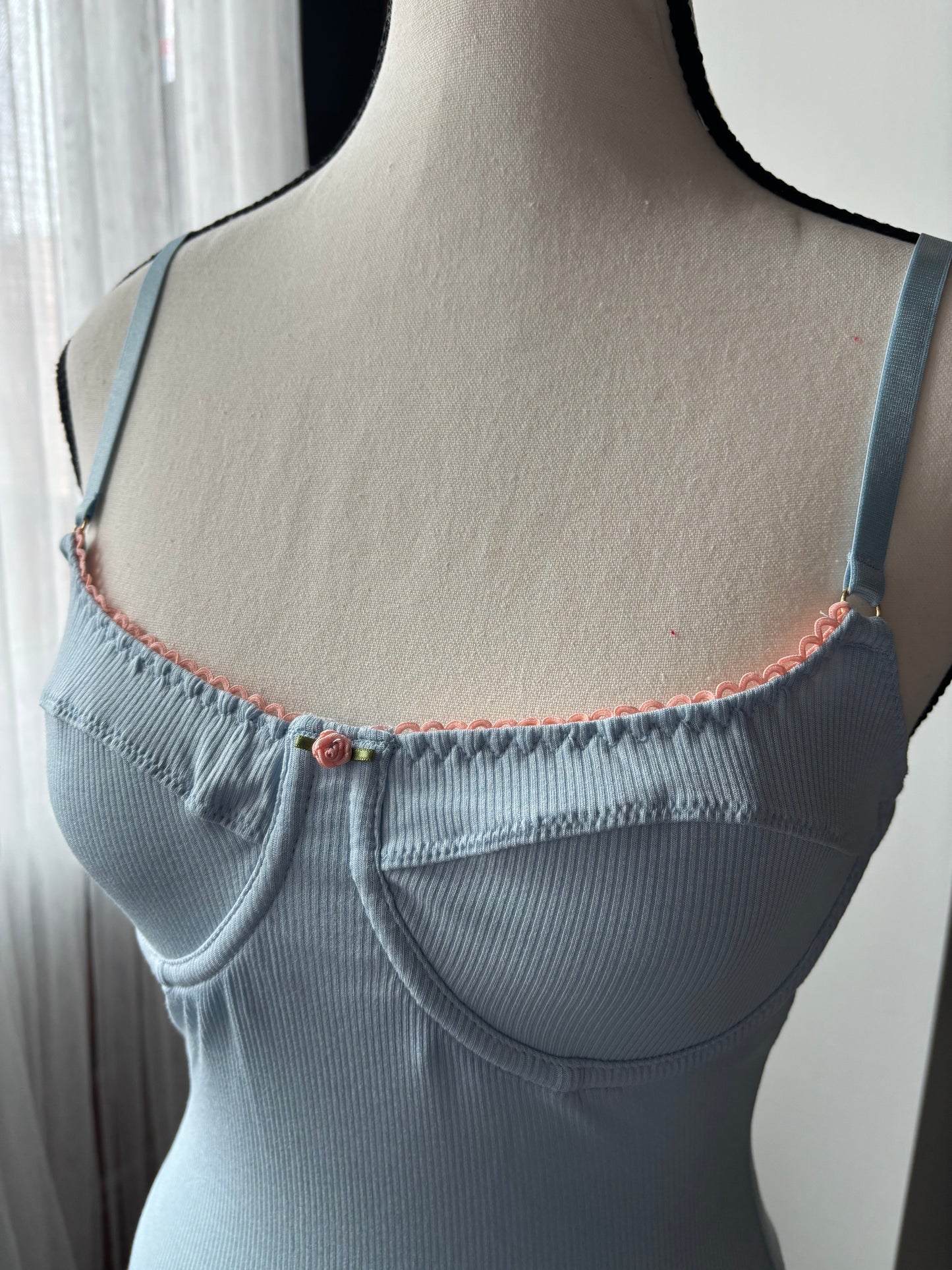 Baby Blue Ribbed Bodysuit - 1 1X left - small defect