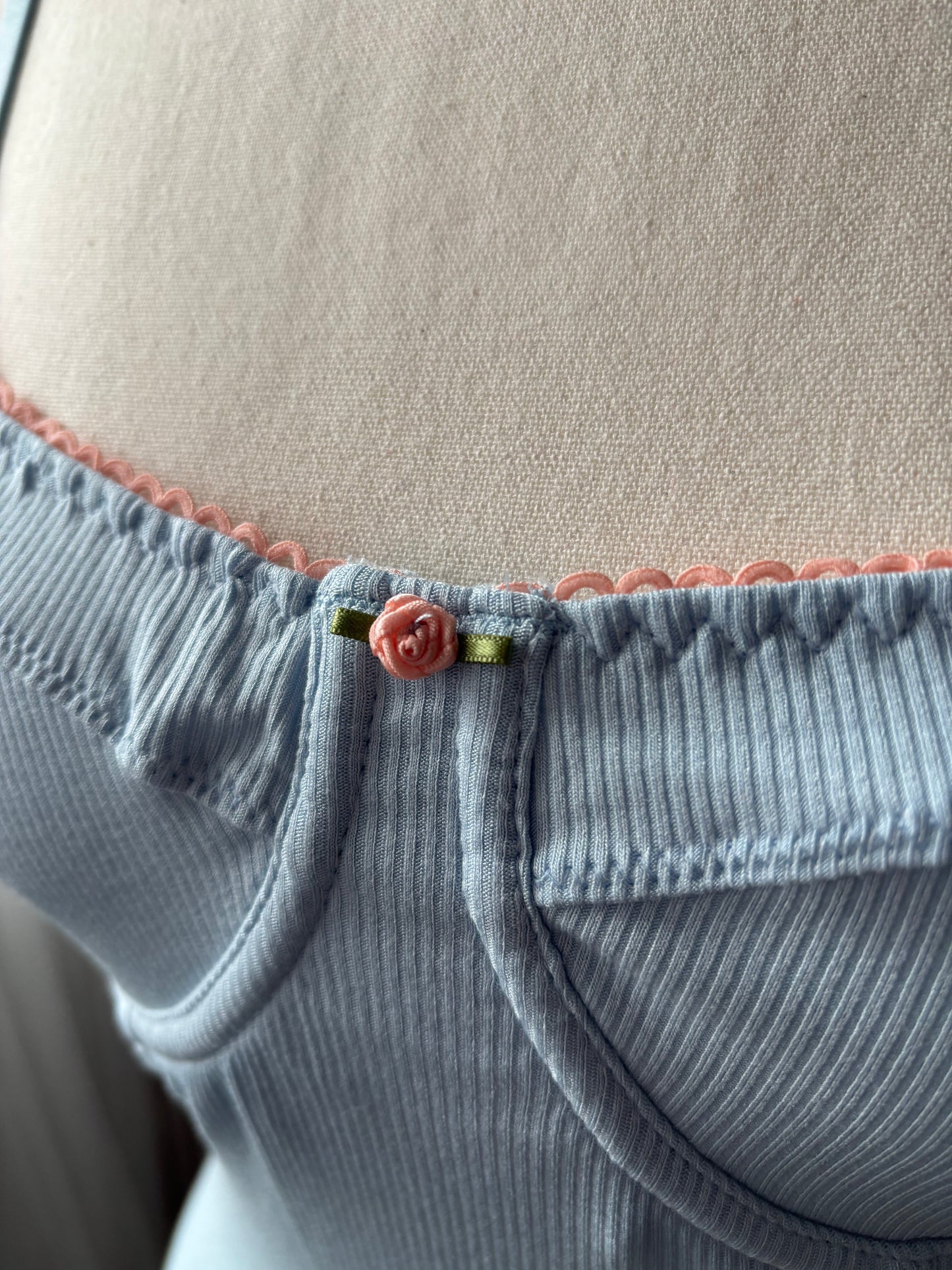 Baby Blue Ribbed Bodysuit - 1 1X left - small defect