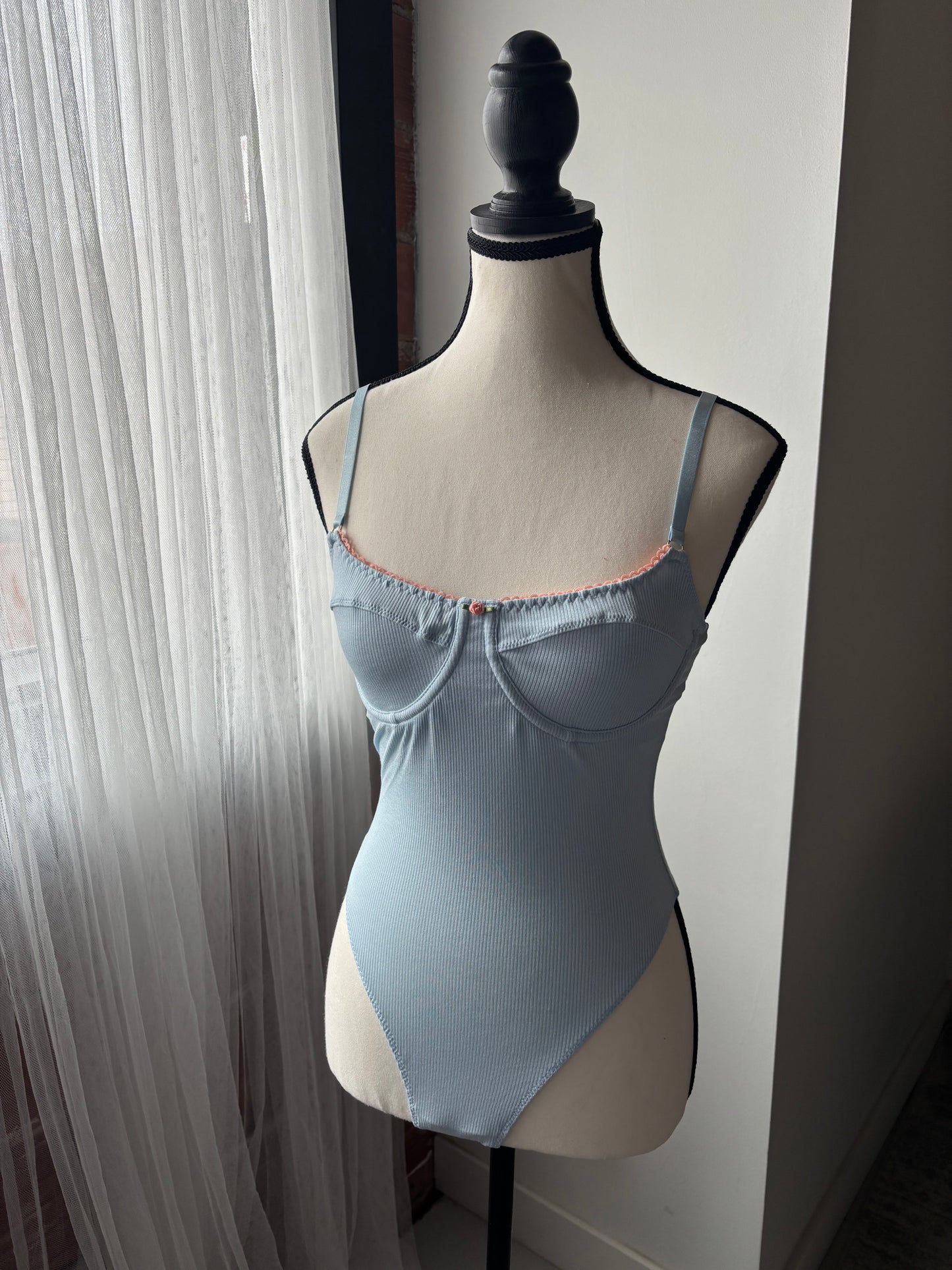 Baby Blue Ribbed Bodysuit - 1 1X left - small defect