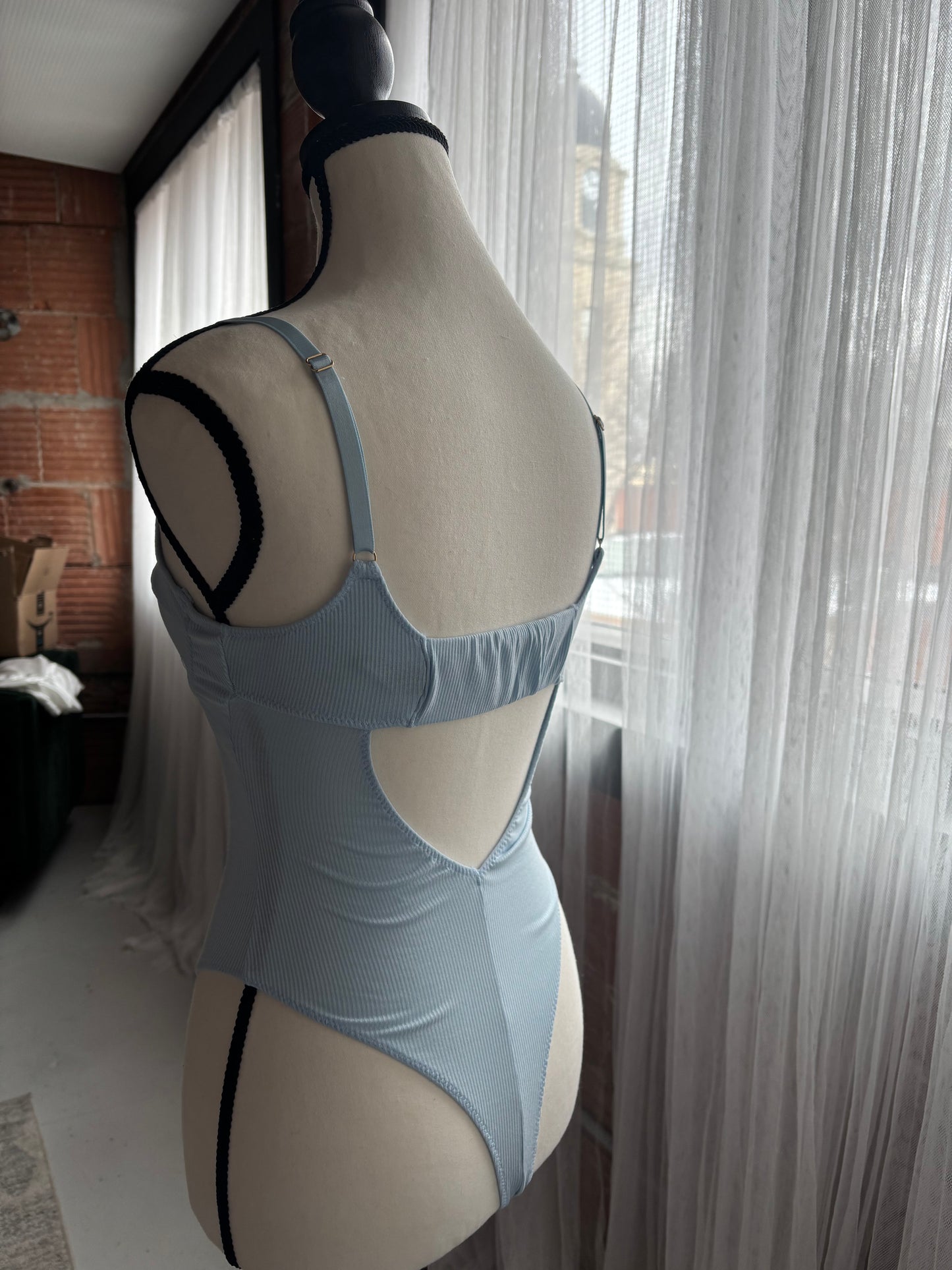 Baby Blue Ribbed Bodysuit - 1 1X left - small defect