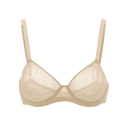 Julie Sheer Mesh Molded Cup Underwire Bra - Met (Light Nude)