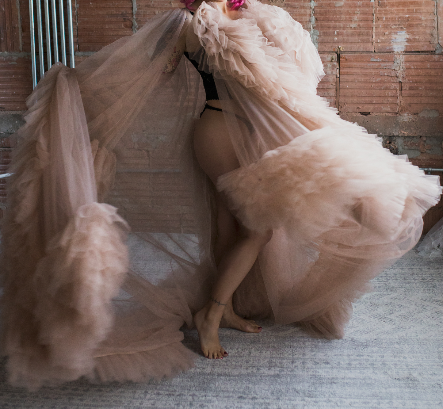 Tulle Ruffle Robe - Black and Taupe Available - Boudoir Closet Sale