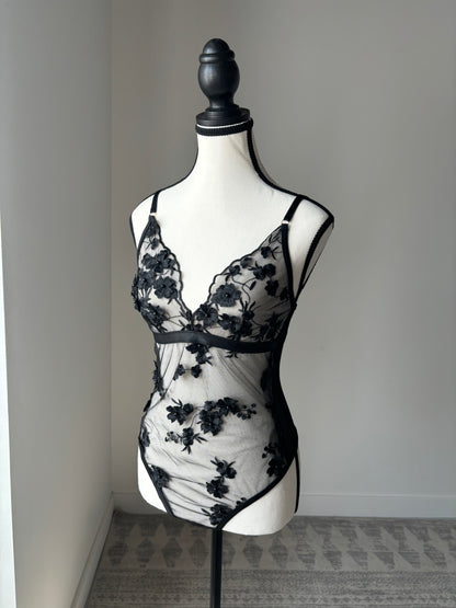 Black 3D Embroidery Bodysuit - L left *last one*