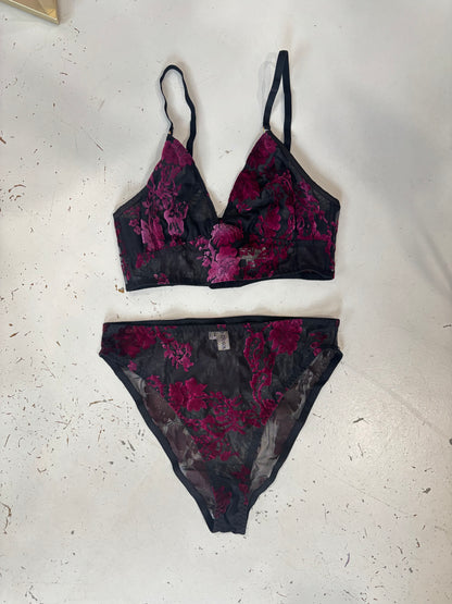 Boysenberry Burnout Bralette & Brief Set
