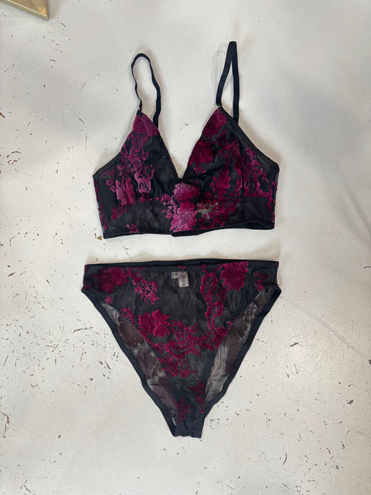 Boysenberry Burnout Bralette & Brief Set