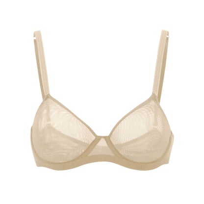 Julie Sheer Mesh Molded Cup Underwire Bra - Met (Light Nude)