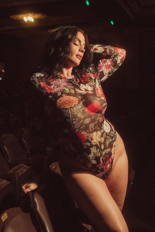 Garden of Eden Long Sleeve Mesh Bodysuit