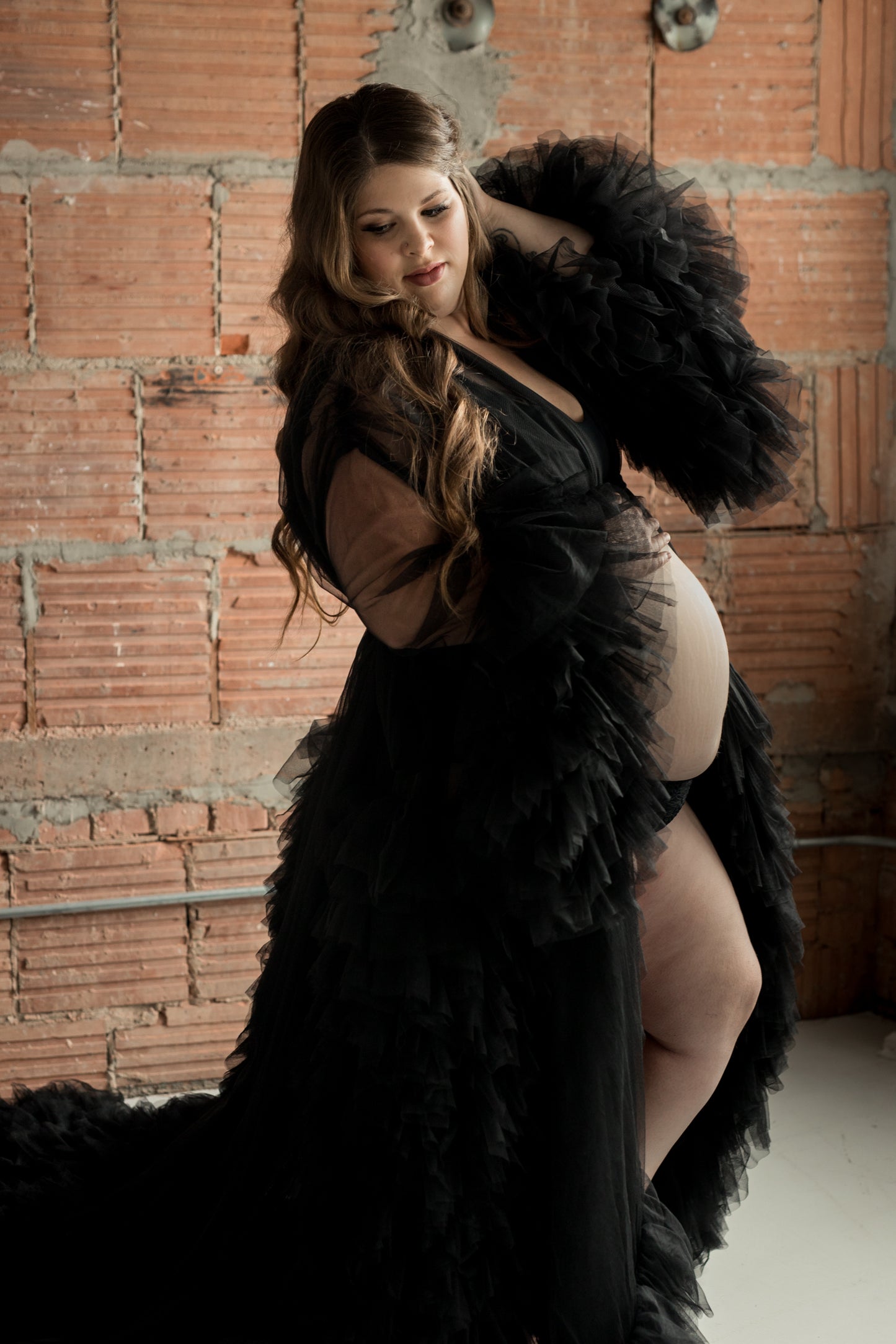 Tulle Ruffle Robe - Black and Taupe Available - Boudoir Closet Sale