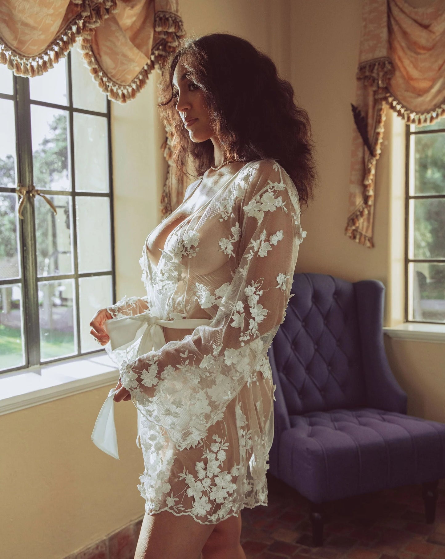 Pearl Embroidered Bridal Robe - 1 L left!