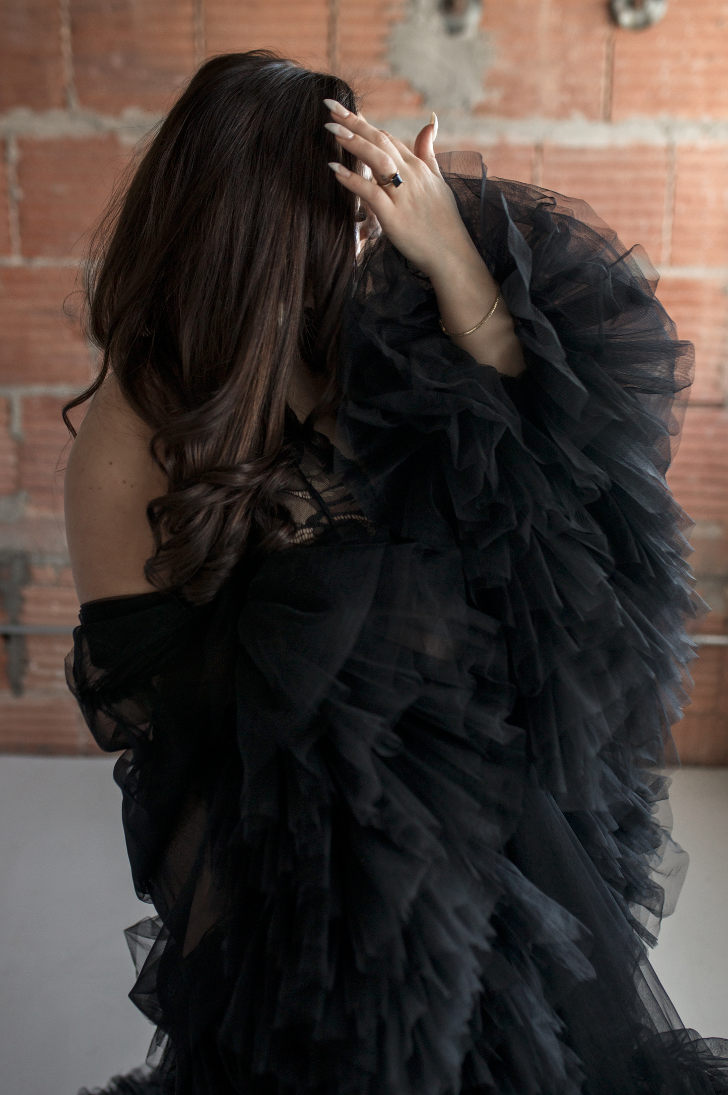 Tulle Ruffle Robe - Black and Taupe Available - Boudoir Closet Sale