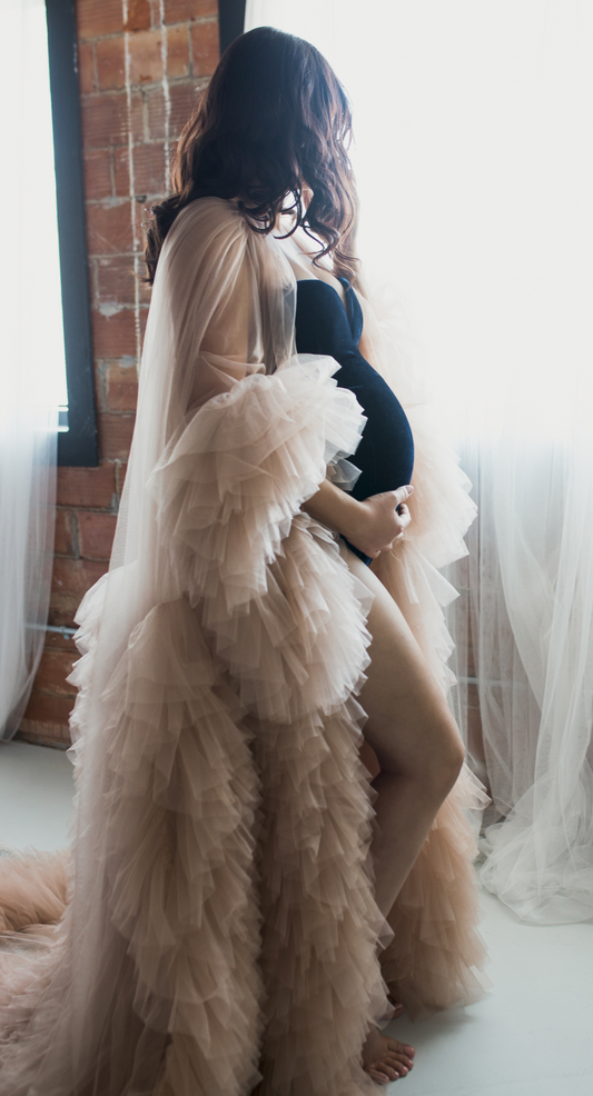 Tulle Ruffle Robe - Black and Taupe Available - Boudoir Closet Sale